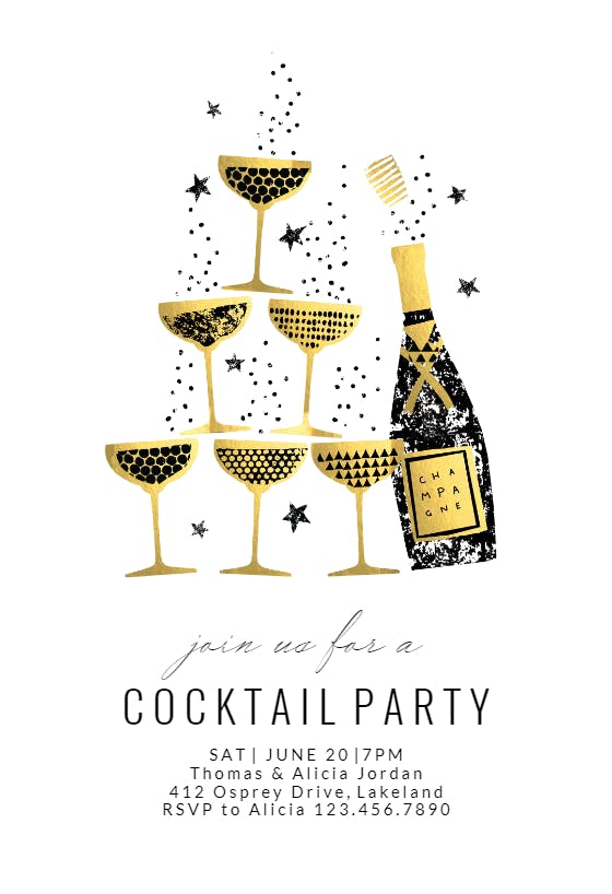 Champagne fountain - printable party invitation
