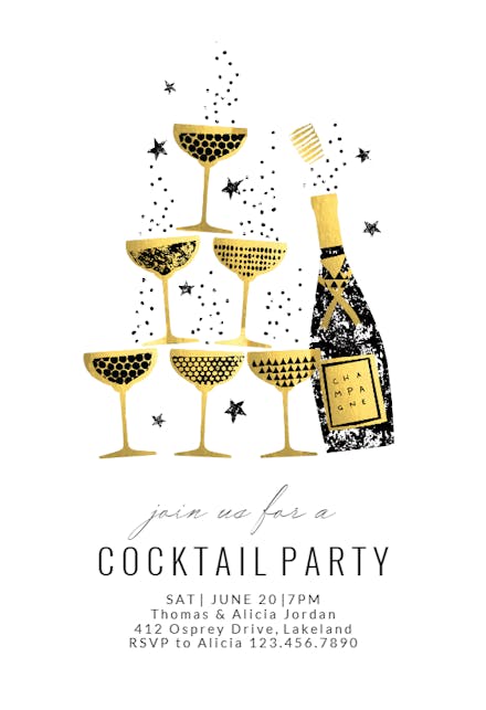 Champagne Fountain - Cocktail Party Invitation Template | Greetings Island