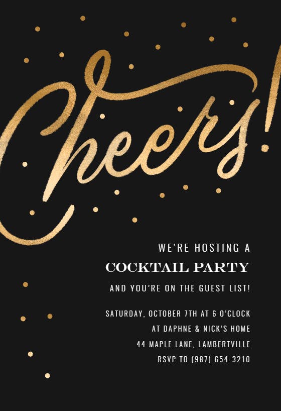 Cheers cocktail party -  invitación para fiesta cóctel