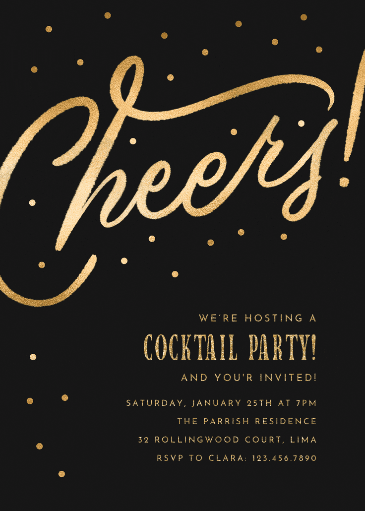 Cheers cocktail party - cocktail party invitation