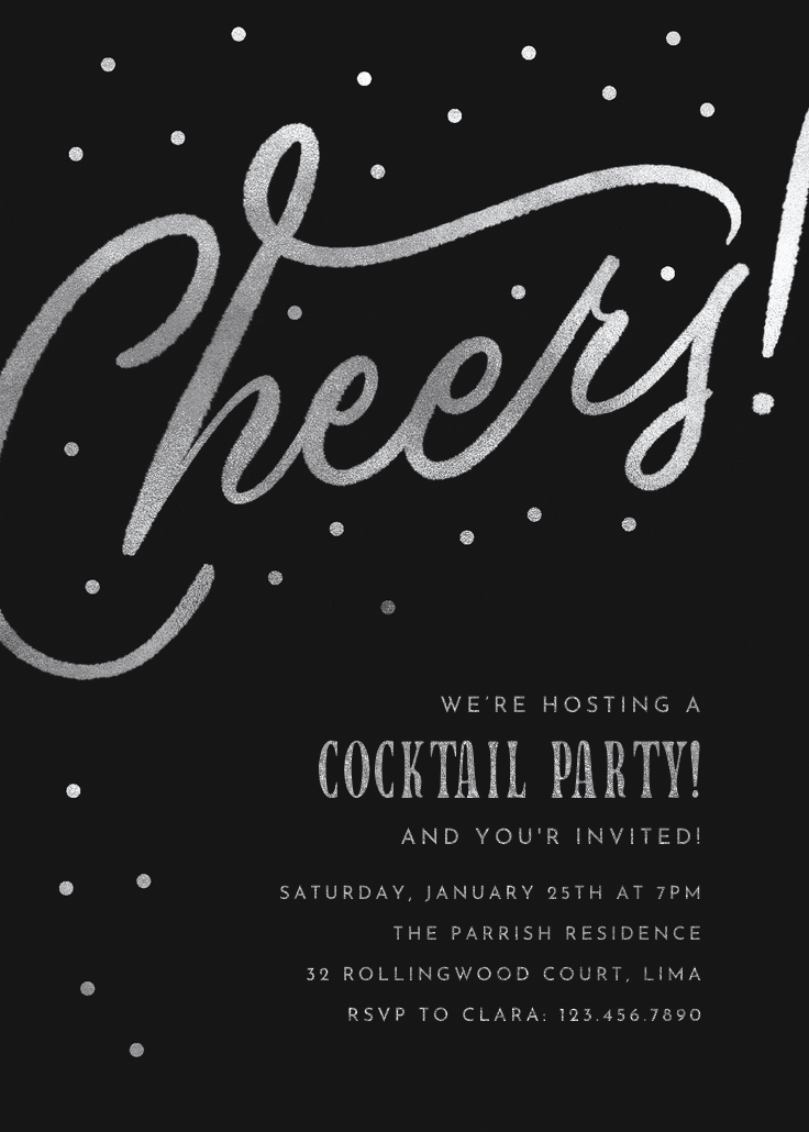 Cheers cocktail party - cocktail party invitation