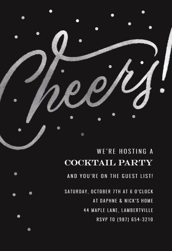 Cheers cocktail party - invitación para fiesta cóctel
