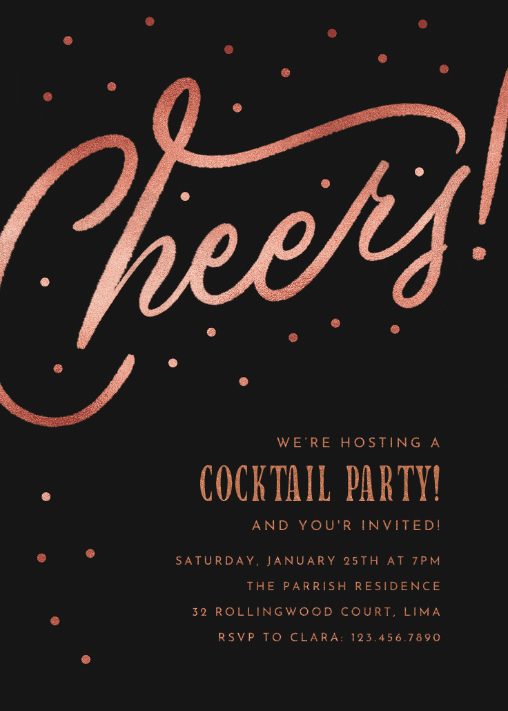 Cheers cocktail party - invitación para fiesta cóctel