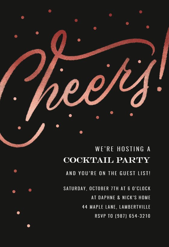 Cheers cocktail party - invitación para fiesta cóctel