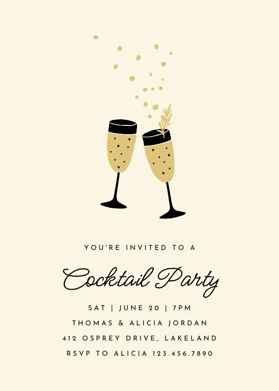 Cheers let's celebrate - cocktail party invitation