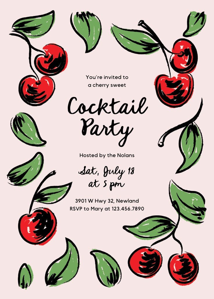Cherry sweet - cocktail party invitation
