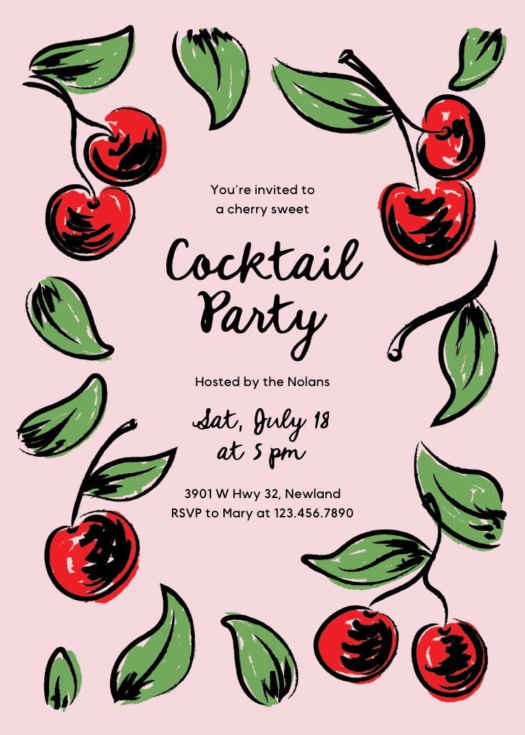 Cherry sweet - invitación para fiesta cóctel