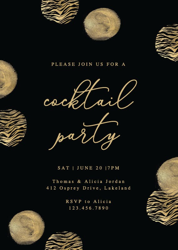 Circle leopard strokes - cocktail party invitation
