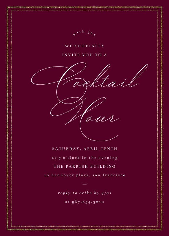 Classy cocktail - invitación para fiesta cóctel