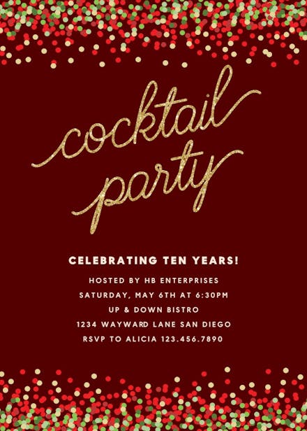 Cocktail Confetti - Cocktail Party Invitation Template (Free ...