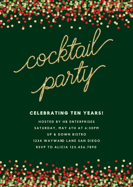 Cocktail Confetti - Cocktail Party Invitation Template (Free ...