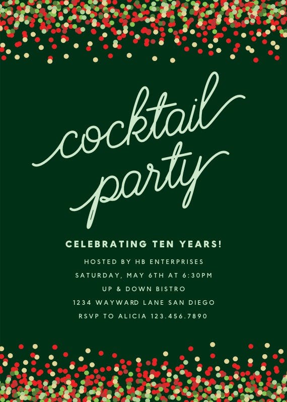 Cocktail confetti - cocktail party invitation