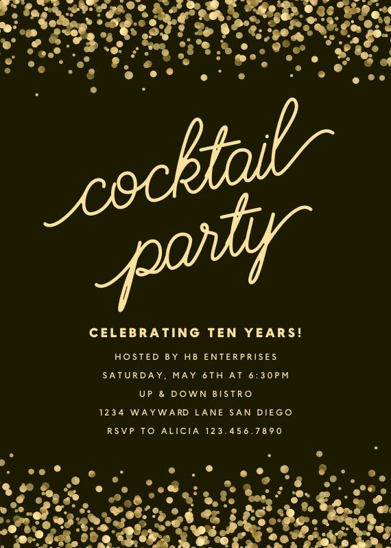 Cocktail confetti - business events invitation