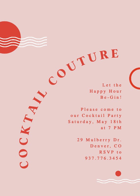 Cocktail couture - invitación para eventos profesionales