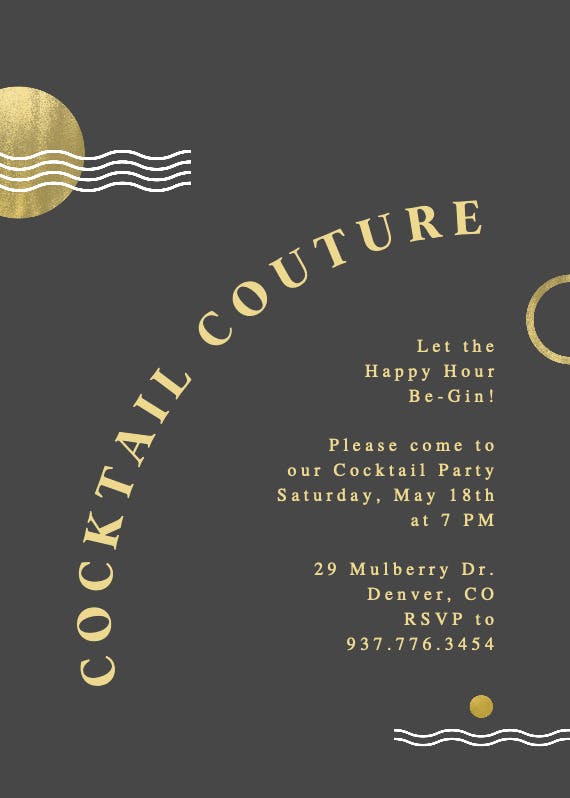 Cocktail couture - cocktail party invitation