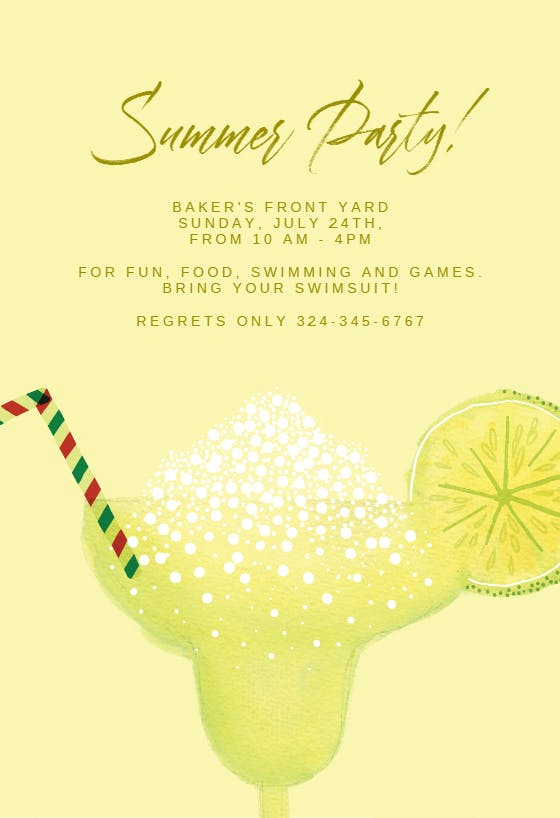 Cold Drink - Cocktail Party Invitation Template (Free) | Greetings Island