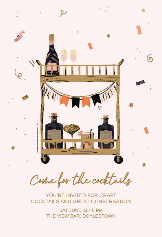 Craft cocktails -  invitación para fiesta cóctel