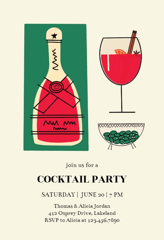Dashing through merlot - cocktail party invitation