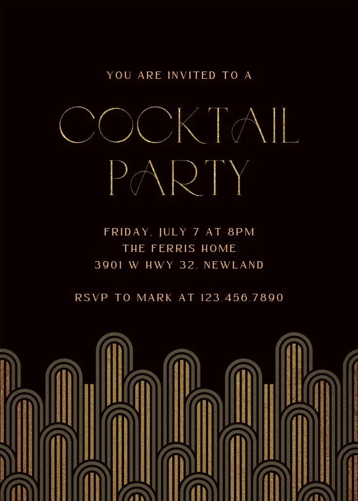 Ric Rac Rows - Cocktail Party Invitation Template (Free) | Greetings Island