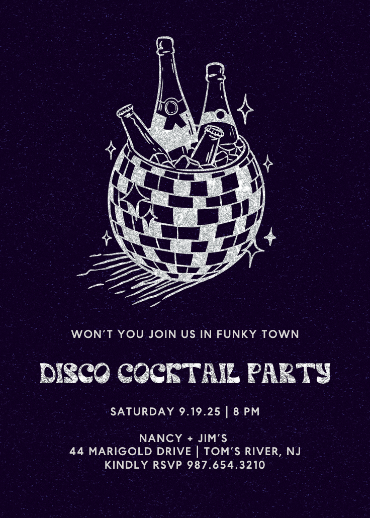 Disco drinks - cocktail party invitation