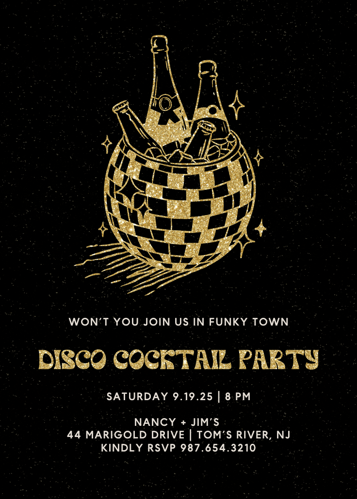 Disco drinks - cocktail party invitation