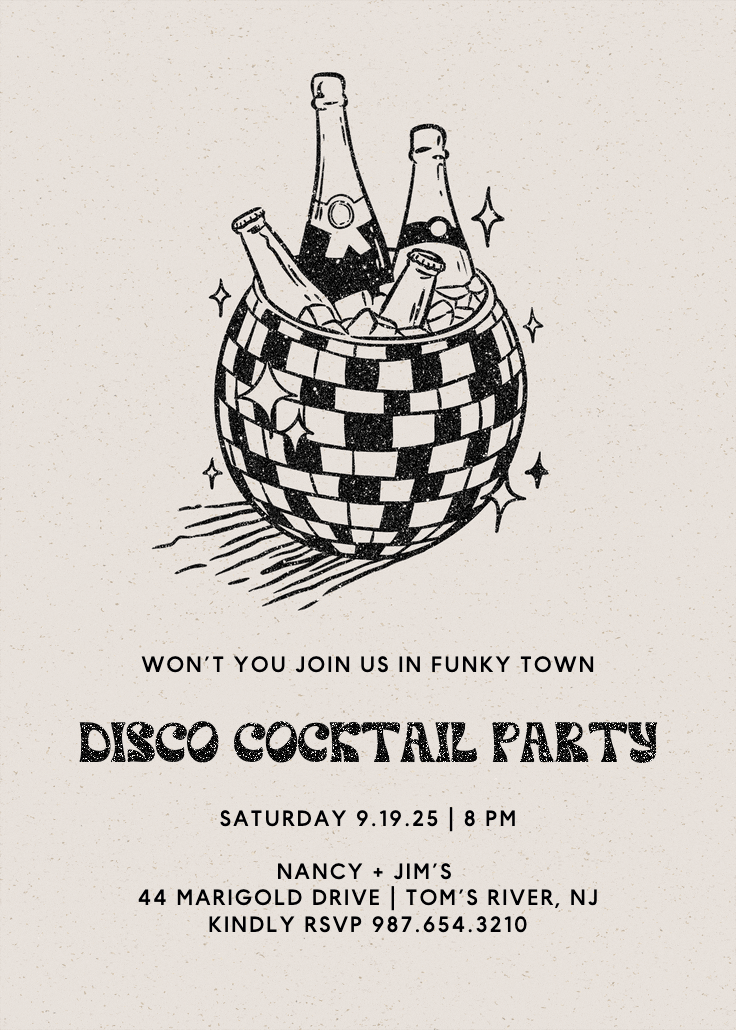 Disco drinks - cocktail party invitation