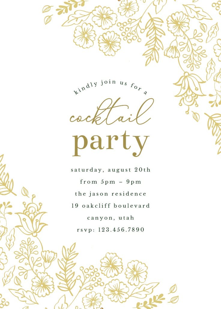 Elegant flowers - cocktail party invitation