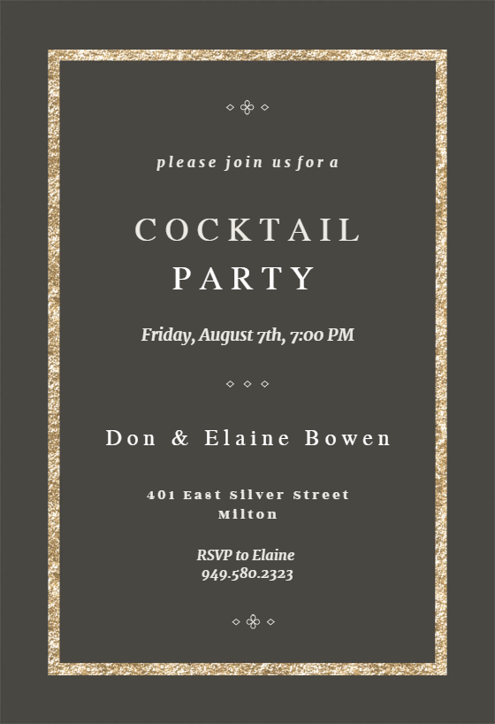 Elegant Gold - Cocktail Party Invitation Template (Free) | Greetings Island