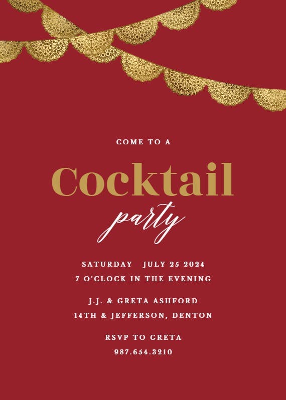 Fiesta Buntings - Cocktail Party Invitation Template (Free) | Greetings ...