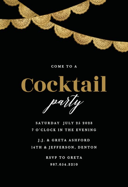 Fiesta Buntings - Cocktail Party Invitation Template (Free) | Greetings ...