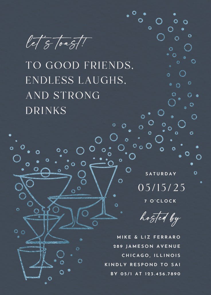 Fizzy bubbles - cocktail party invitation