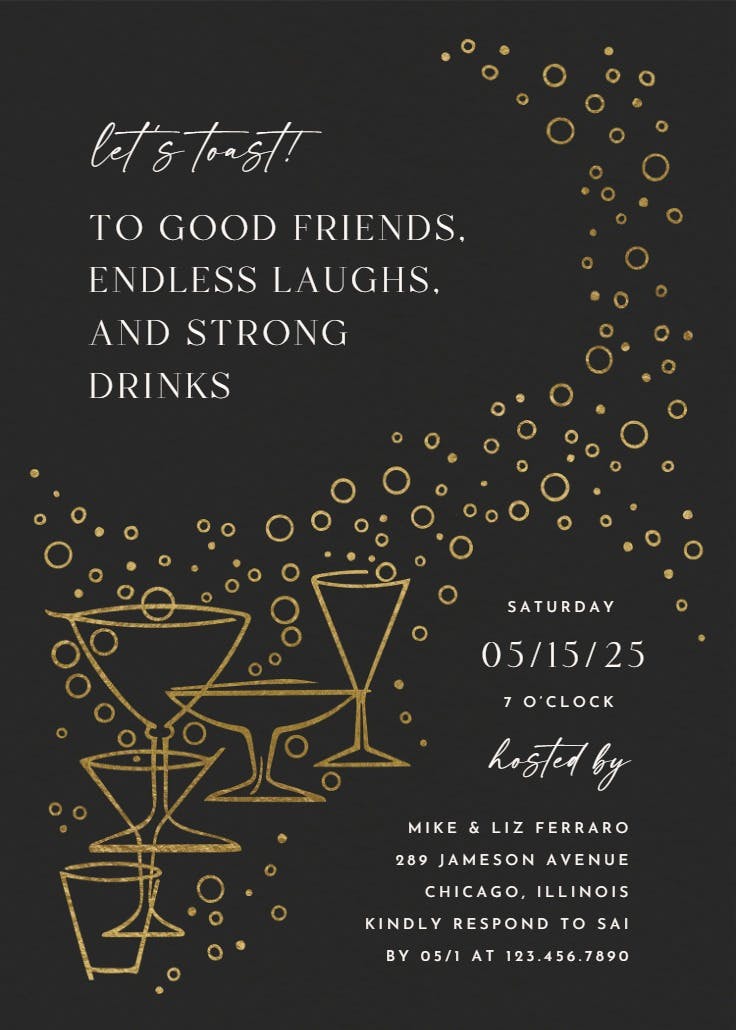 Fizzy bubbles - cocktail party invitation