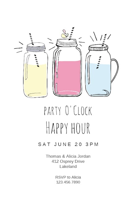 Funky Mason Jar - Invitación Para Fiesta Cóctel