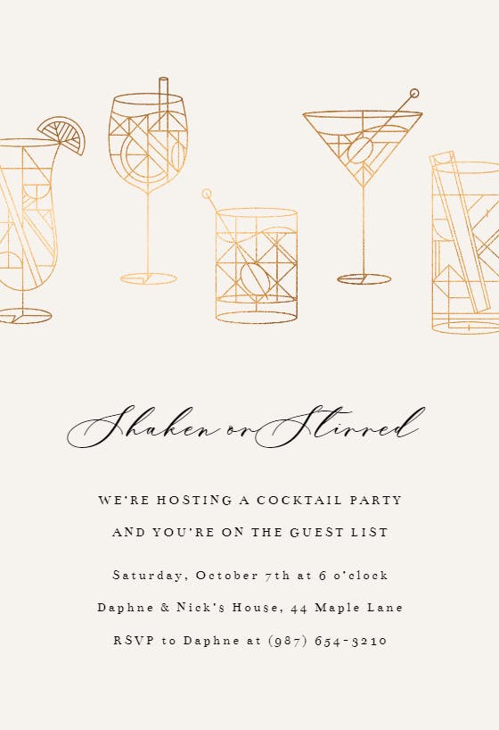 Geometrical cocktails -  invitación de fiesta
