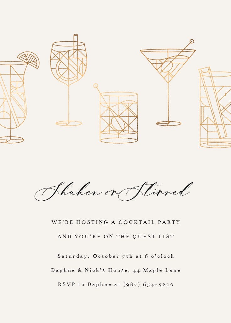 Geometrical cocktails - invitación para fiesta