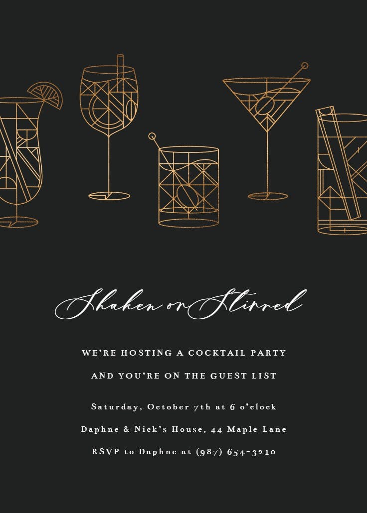 Geometrical cocktails - printable party invitation