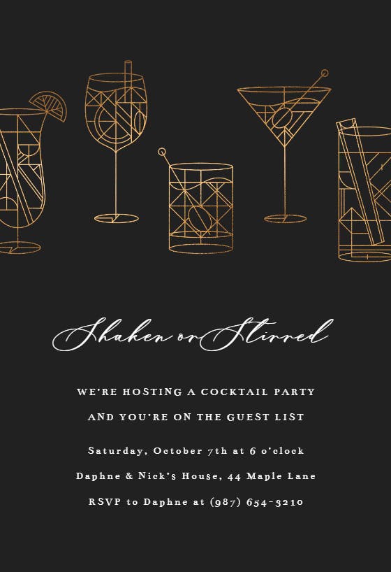 Geometrical cocktails -  invitación para fiesta cóctel