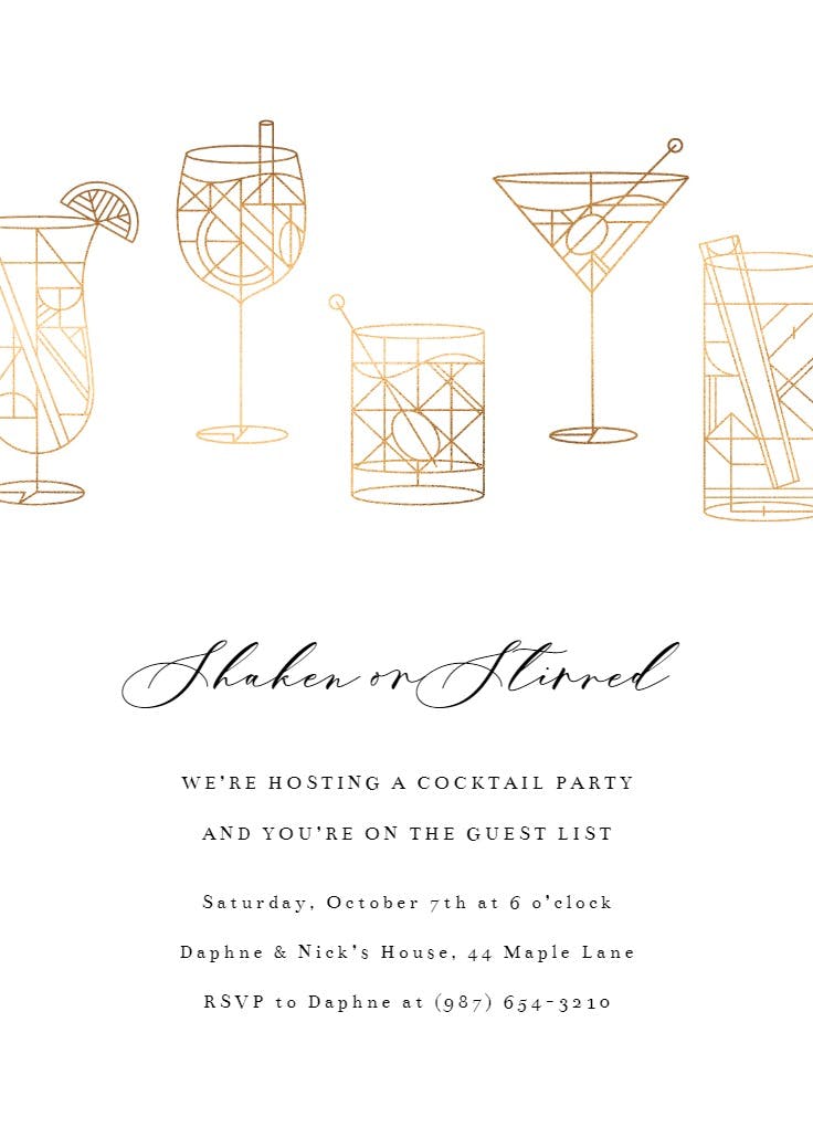 Geometrical cocktails - invitación para fiesta