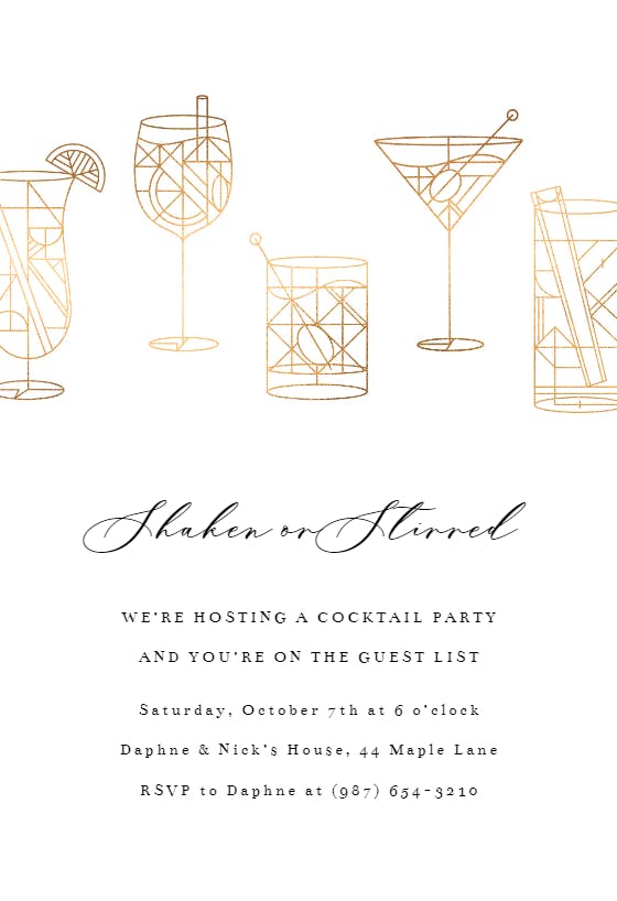 Geometrical cocktails - printable party invitation