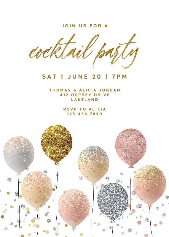 Glitter balloons - cocktail party invitation