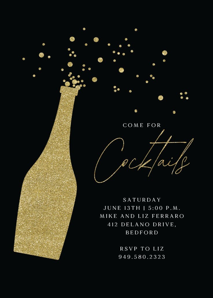 Glitter bubbly - cocktail party invitation