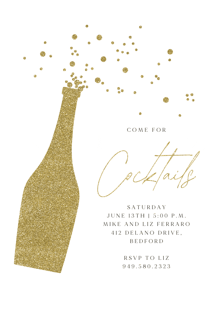 Glitter bubbly - invitación para fiesta cóctel