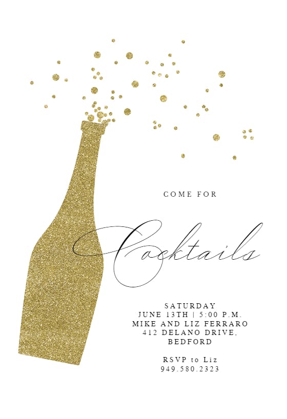 Glitter bubbly - cocktail party invitation