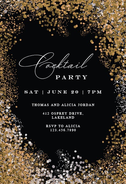 Glitter Texture - Cocktail Party Invitation Template | Greetings Island