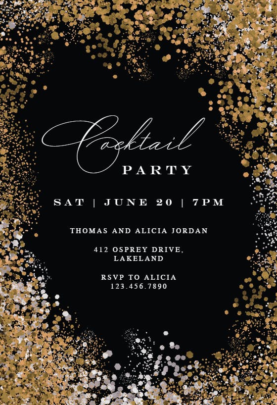 Glitter cocktail party -  invitación para fiesta cóctel