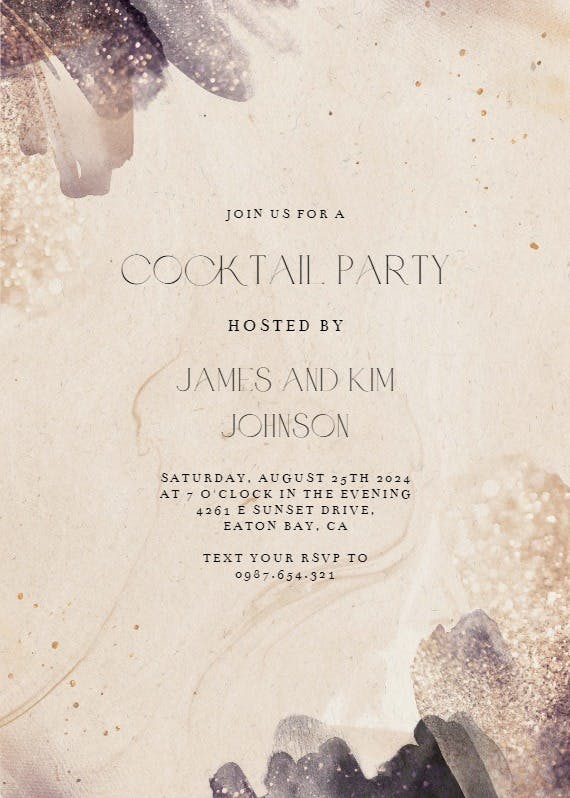 Glitter texture - cocktail party invitation