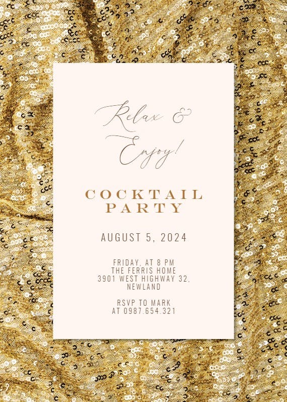 Glittery sequins - cocktail party invitation