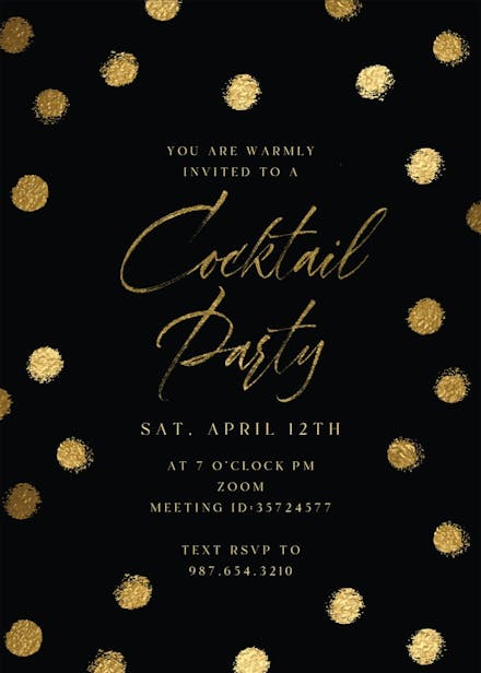 Gold Texture - Cocktail Party Invitation Template | Greetings Island