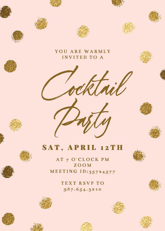 Gold dots - invitación para fiesta cóctel