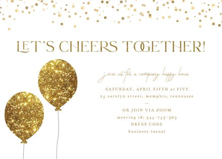 Gold glitter - cocktail party invitation